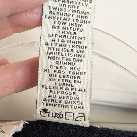 ANTHROPOLOGIE Little Yellow Bird Cardigan Sweater Black w/Sheer Muticolor Back M - Picture 6 of 7